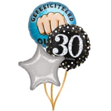 Put together a milestone birthday balloon bunch for him